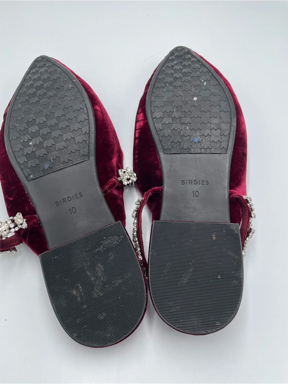 Birdies The Swan Wine Velvet Gem Bracelet Slip-On Mule Flats Size 10 Womens